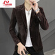 An Chuxia Spring and Autumn Men's Suit Jacket Korean Style Slim Corduroy Suit Men's Trendy Handsome Casual Single Suit Top Gray XL