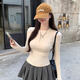 Yu Zhaolin long-sleeved T-shirt right shoulder round neck bottoming shirt for women spring and autumn 2025 new style waist slimming outer knitted top