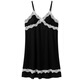 La nouvelle chemise de nuit à la suspension de Catman pour les femmes en été avec des tampons à poitrine, une robe sans manches de grande taille peut être portée 200 Jin [Jin est égal à 0,5 kg] 3 Gattes vêtements de maison Q1047 Jupe à suspension noire Améliorable Tamps à poitrine M M M