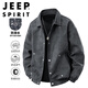 JEEP SPIRIT Jeep Jacket Men's Spring and Autumn Jacket Loose, Soft, Casual Solid Color Versatile Top, Earthy Yellow 2XL