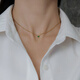 Zhongchi Good Reunion and Forward Bai Baihe same necklace green single diamond clavicle chain short non-fading titanium steel accessories green-handmade gemstone gold titanium steel chain