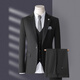 Bird-like suit suit for men, three-piece Korean style slim business casual suit for groom and wedding, medium gray, top + pants + vest, free lining L