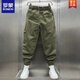 罗蒙（ROMON）工装男裤2025秋季新款纯色百搭韩版宽松九分裤男哈伦裤网红束脚裤 卡其色 M