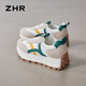 
ZHR casual shoes for women thick sole height-enhancing sneakers for female students lightweight and versatile fashion women's shoes G686 Mian green 37