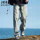 JEEP SPIRIT Jeep jeans men's autumn casual pants men's overalls loose straight trendy high-end wide-leg trousers