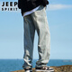 JEEP SPIRIT Jeep jeans men's autumn casual pants men's overalls loose straight trendy high-end wide-leg trousers