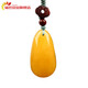 Pu Lian natural amber beeswax pendant chicken oil yellow water drop pendant fossil real amber rough stone necklace for women 6-8g exquisite small pendant