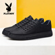 Playboy shoes men's shoes 2025 autumn and winter new style genuine leather cowhide casual leather shoes men's business casual sneakers black X82185 41