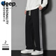 JEEP SPIRIT2025春秋季新款潮牌宽松直筒阔腿卫裤男款运动休闲百搭长裤子男 长款 826 黑色 (90-115) M