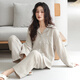 LangSha couple's pajamas for one man and one woman, autumn type A baby cotton casual soft 100% woven cotton home wear, spring style 6130+5130 M female + 2XL male