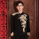 TOME BORNEK American Tommy New Chinese tunic men's wedding suit suit Chinese style groom wedding dress dragon pattern embroidery Yunqi suit jacket + pants M