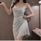 Long Drapey Loose Suspender Nightgown with Padded Pajamas Women's Sexy Lace Home Clothes 5009 L 100-120Jin Jin is equal to 0.5 kg
