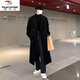 Woodpecker (TUCANO) new autumn and winter woolen coat men's handsome set mid-length knee-length woolen windbreaker jacket men's three-piece set black coat + sweater + suit pants L