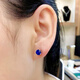 Pop sapphire earrings 925 sterling silver plated with 18K gold inlaid with Tanzanite sapphire round earrings that are versatile in Japan and Korea