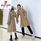 Pierre Cardin 2024 new British style couple's wear windbreaker spring and autumn coats for men and women loose and versatile trendy casual mid-length camel same style single piece for men and women S