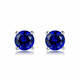 Pop sapphire earrings 925 sterling silver plated with 18K gold inlaid with Tanzanite sapphire round earrings that are versatile in Japan and Korea