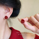 Retro disc burgundy earrings for women niche high-end New Year earrings 2024 new hot style earrings burgundy geometric earrings one pair