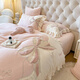 Tao Crystal Light Luxury Class A Thickened Milk Velvet Appliqué Embroidered Four-piece Baby Velvet Bedsheet Quilt Cover Princess Girl Warm Bedding Bow-Pink Class A 9Jin Jin is equal to 0.5kg. Free pillows on both sides. 1.8m bed sheet. Quilt cover 200*230