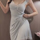 Long Drapey Loose Suspender Nightgown with Padded Pajamas Women's Sexy Lace Home Clothes 5009 L 100-120Jin Jin is equal to 0.5 kg