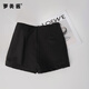 Luomeijiang Hot Girl Hot Pants Women's Autumn and Winter Velvet Bottoming Stretch Super Shorts Spring and Autumn Small People Wear High Waist Elastic Anti-Lighting Black M Recommended 100-110Jin Jin is equal to 0.5 kg