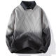 
Dragon Peach Gradient Color Sweater Men's Autumn and Winter Trendy Brand Plus Fleece Thickened Sweater Lazy Style Fake Two-piece Shirt Collar M6625 Black [Round Collar] [115-130Jin[Jin equals 0.5 kg]] XL
