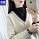 ROMON Sheep Sweater Women's Plus Velvet Thickened Half-Turtleneck Sweater Women's Autumn and Winter New Loose Western Style Warm Knitted Bottoming Sweater Apricot Plus/Fleet Plus/Thick High Quality XL Recommended 120-130 Jin Jin equals 0.5 kg
