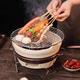 Fu Jian BBQ stove, tea-cooking stove set, outdoor charcoal stove, barbecue and heating, household indoor stove, 24CM extra large complete set (ceramic stove + grilling net + iron frame)
