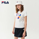 FILA 斐乐女装官方女士短袖T恤夏季休闲运动内搭t恤运动上衣 标准白-F11W118151F M （165/84A/M）
