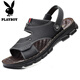 Playboy (Playboy) Sandalen Herren echtes Leder atmungsaktivem Dual-Purple-Sandalen Herren-Sohle ohne Schlupf-Freizeitschuhe Outdoor Beachschuhe Brown-H835 41