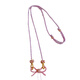 Tanhai hand-woven fugitive princess necklace braided rope semi-finished wearable beads safe buckle gold pendant pink bow fugitive princess bow necklace pink (children's version