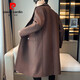 Pierre Cardin mid-length woolen coat for men 2024 autumn and winter new British style handsome loose woolen over-the-knee windbreaker jacket black M