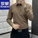 Luo Meng's new autumn men's solid color versatile long-sleeved Polo shirt business casual fashion youth simple slim top trend 7181 black 2XL 155-180