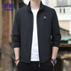 ROMON Jacket Men's Autumn Business Executive Stand Collar Loose Casual Windproof Jacket Men's Dad JK02 Black XL