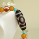 Potala Palace Three-Eyed Dzi Beads Beeswax Bracelet Agate Turquoise Transfer Bead Tibetan Birthday Gift for Girlfriend Three-Eyed Dzi Beads Beeswax Bracelet