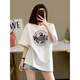 Mit reiner Yishion Koreaner Version von Fat MM ApricoT Pure Cotton Kurzärmelte T-Shirt für Frauen 2025 Neue Sommer große, schlampige Schulter halbärmelte Top Trendy 1047# Dunkelgrau [reines Baumwoll] XL [Empfohlen 135-155jin [Jin gleich 0,5 kg]]