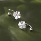 Mansheng 999 pure silver four-leaf clover earrings 2025 new hot style sleep-free ear bone earrings for women, non-allergenic earrings 999 pure silver four-leaf clover earrings (price of two)