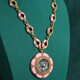Li Shen's medieval high-end pink enamel avatar coin gold bag silver necklace inlaid with diamonds and oil dripping copper plated with real gold retro 1048 queen avatar ancient coin necklace