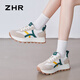 
ZHR casual shoes for women thick sole height-enhancing sneakers for female students lightweight and versatile fashion women's shoes G686 Mian green 37