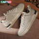 CARTELO Shoes Men's 2025 Summer Casual Shoes Men's Shoes Fashion British Style Leather Shoes Trendy Soft Sole Shoes Beige 41