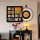 Bailian Restaurant mit mittlerem Stil Dekorative Malerei LED -Leuchten mit Uhren und Uhren Mural Retro Esstisch Hintergrund Wandhängemalerei K12807 + PB58 A80*80 cm Malerei + 60*60 cm Wanduhr mit Pendel [