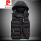 Pierre Cardin Winter Cotton Vest Men's Hooded Vest Men's Loose Vest Korean Style Trendy Down Cotton Sleeveless Jacket Vest Black M 80-100Jin Jin is equal to 0.5 kg