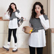 JOYNCLEON maternity wear autumn and winter long-sleeved shirt top maternity belly cover shirt western style t-shirt white L Jwc174316