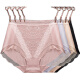 Victoria's Rainbow Women's Underwear Sexy Briefs Lace-edged Milk Lace Large Version High Waist Multi-Size Women's Underwear 719# White + Gray + Black 3 strips 125-150Jin[Jin equals 0.5 kg] XL