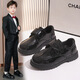 Vinoa Children's Shoes Boys' Leather Shoes Spring and Autumn 2025 New Korean Style Soft Sole Black Middle and Large Children's Primary School Students Campus Performance Shoes A-320 Black 27 Inner Length 17cm