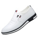 Star-Headed Woodpecker Men's Genuine Leather Breathable Business Casual Shoes 2025 Autumn New Fashion Versatile White Shoes Inner Heightening Leather Shoes for Men C2026 White 42