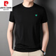 Pierre Cardin 2025 NUEVO Summer Fino Redondo Redondo Seda de seda Cool Camiseta de manga corta para hombres Camiseta de media manga de color sólido suelto para hombres 6995 Haqing XL 180