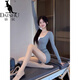 Kangaroo (DAISHU) beautiful yoga clothes for women 2025 new one-piece fitness clothes Pilates training clothes high-end tight sports shorts suit gray one-piece + white vest S (80-98Jin Jin equals 0.5 kg)