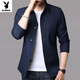 Playboy high-end spring and autumn men's business jacket suit middle-aged and young people solid color lapel thin Korean style slim windbreaker jacket light gray NJ1048 M [Suggested 98-110Jin [Jin equals 0.5 kg]]