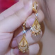 Dragon Girl Gold Mesh Brown Crystal Water Drop Earrings for Women Light Luxury Fashionable Earrings Temperament Earrings Purple A04-302 Copper Earrings