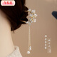New Chinese-style pearl tassel hairpin with spring flowers for women, stylish and temperamental U-shaped hairpin, Chinese style hairpin, Hanfu hair accessory, white cherry blossom U-shaped hairpin